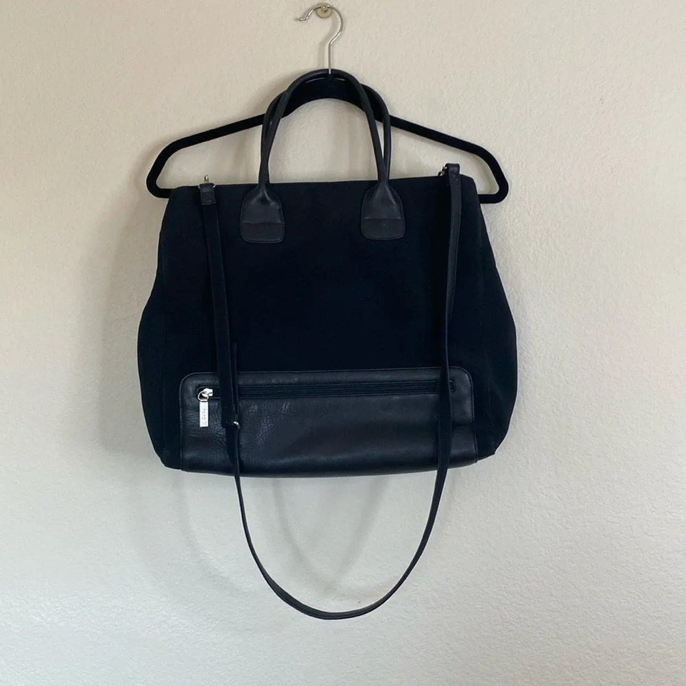 Hobo International large tote laptop bag black nylon leather VGUC